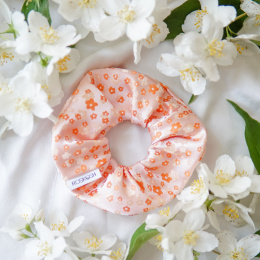 Gumka z jedwabnego krawata pomarańczowe kwiatuszki