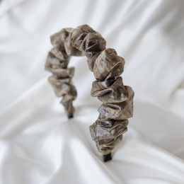 Opaska scrunchie marszczona khaki