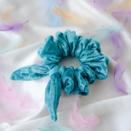 Scrunchie welurowa z wiązaniem turkus