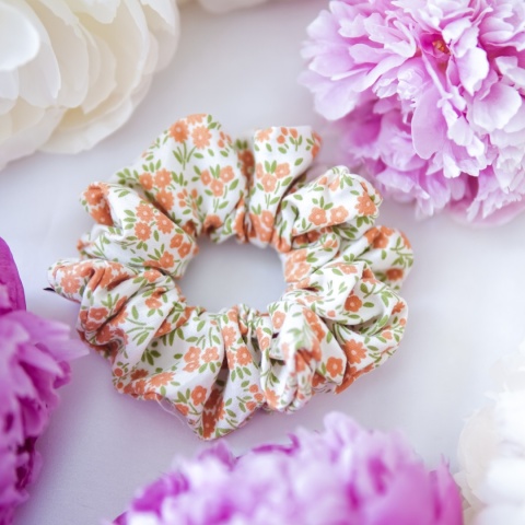 Bawełniana scrunchie drobne kwiaty