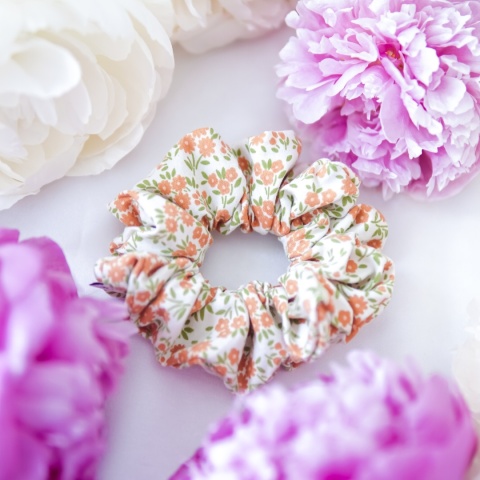 Bawełniana scrunchie drobne kwiaty
